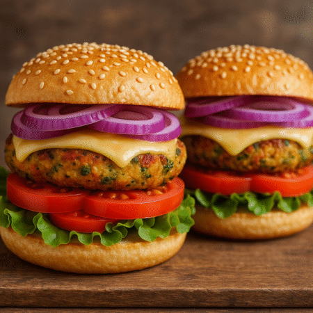 Home made 2 Cheese Veg Burgers