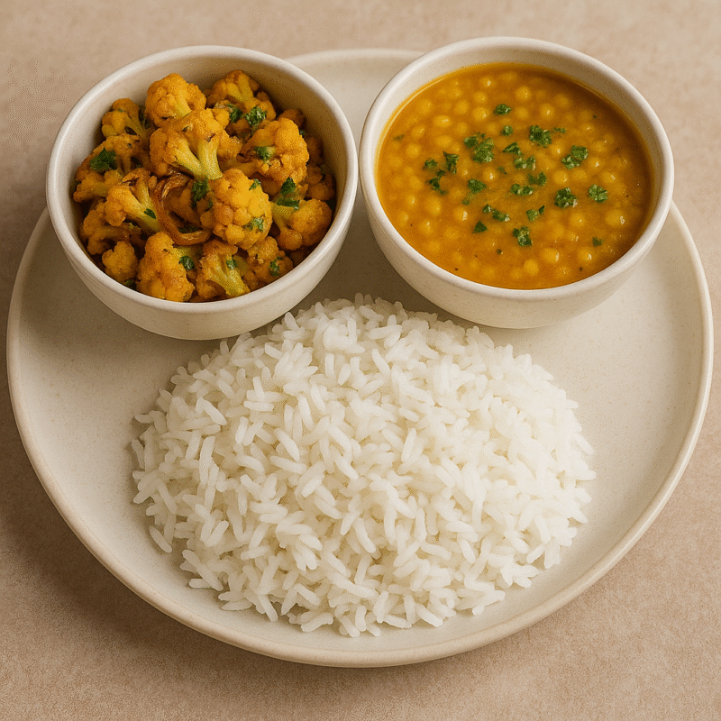 Rice + Dal + Gobi Fry + Salad + Ambula Khata (ଆମ୍ବୁଲ)