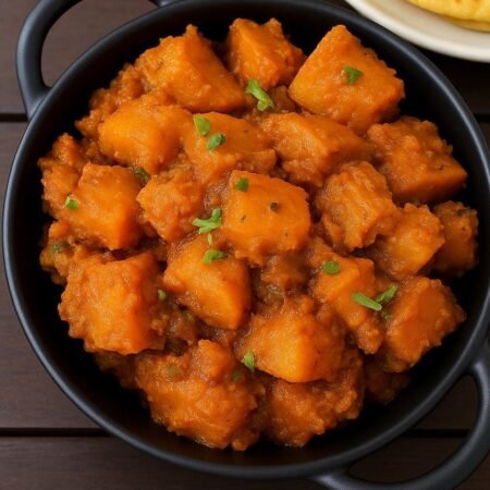 Pumpkin Fried Sabji Daal and with 3 chapati or Rice