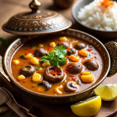 Mushroom Mix Curry with 5 Pooris