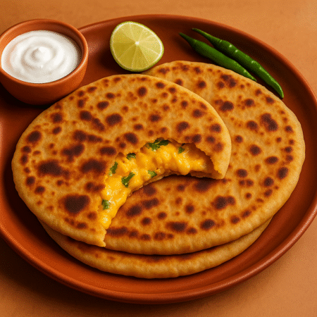 Paneer Cheese Paratha ( 2PC)+Curd+Pickle