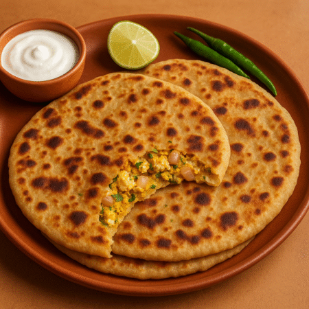 Paneer Pyaaz Paratha ( 2PC)+Curd+Pickle