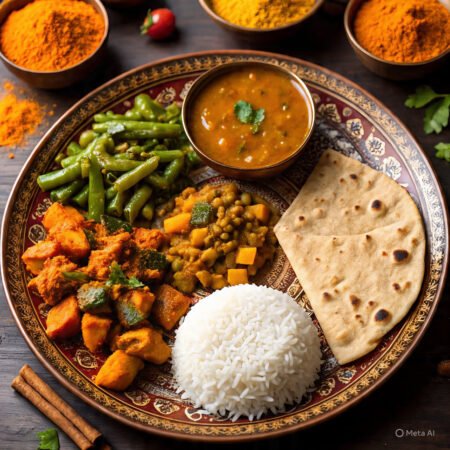 Dal Paalak + Aalu Beans fry (Served with 3 Parathas)