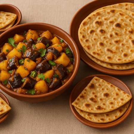 Aalu Baigan Sabji with 3 Paratha
