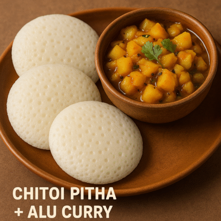 Chitou Pitha (ଚିତୋଉ ପିଠା) 3 pcs ( Rice coconut Dosa) + Alu curry (ଆଳୁ ଦମ)