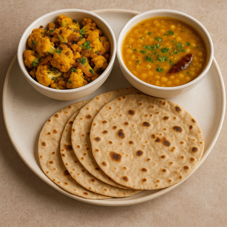 Gobhi Fry and Dal with 3 Chapati