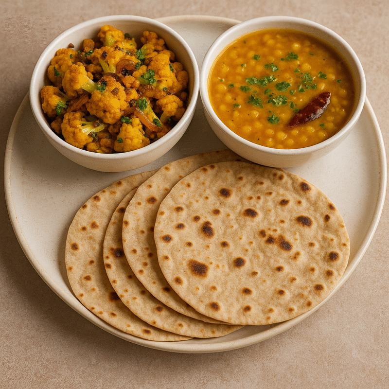 Gobhi Fry and Dal with 3 Chapati