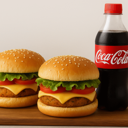 Home made 2 Cheese Veg Burgers with 500 ml Cold drink