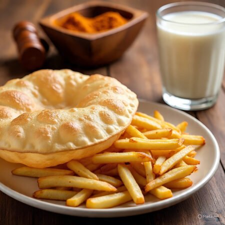 Pooris (7) with Fried Aalu (Bhunjiya)