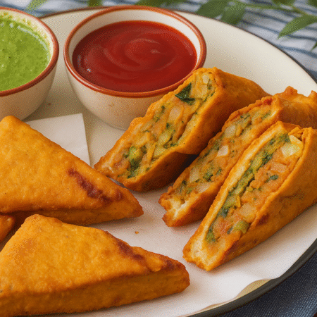 Bread Pakoda with chutney - 3 servings