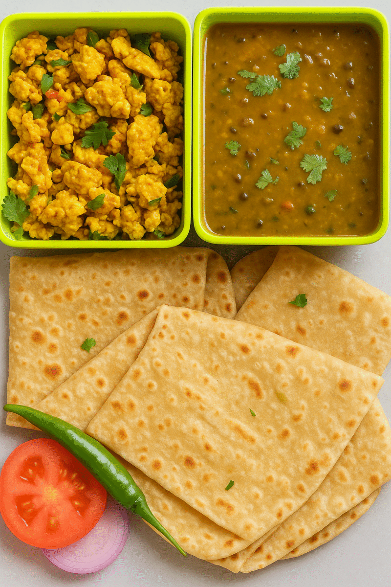 Egg Bhurji with Daal and Rice or 3 Paratha or 4 Chapati