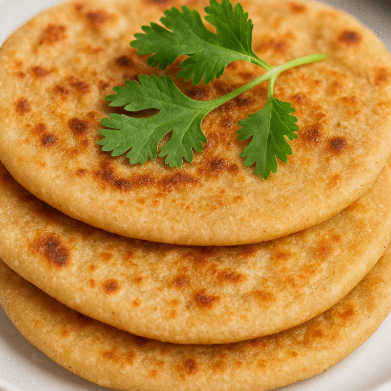Mooli Parathas (5) with green chutney and onions - Image 2