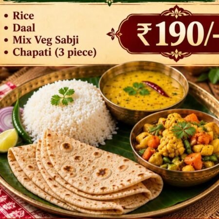 Bengali Veg Mini Thali (Sabji, Rice, Daal, 3 roti)
